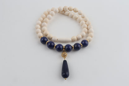 Mammoth Ivory & Lapis Lazuli Necklace