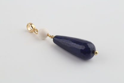 Mammoth Ivory & Blue Agate Drop Pendant