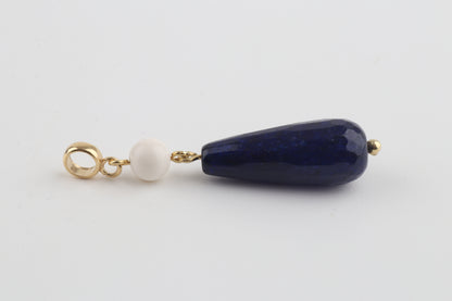 Mammoth Ivory & Blue Agate Drop Pendant