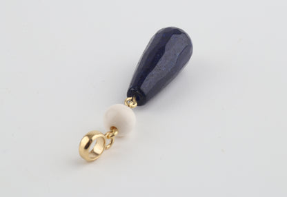 Mammoth Ivory & Blue Agate Drop Pendant