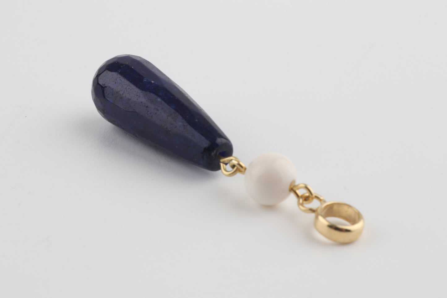 Mammoth Ivory & Blue Agate Drop Pendant