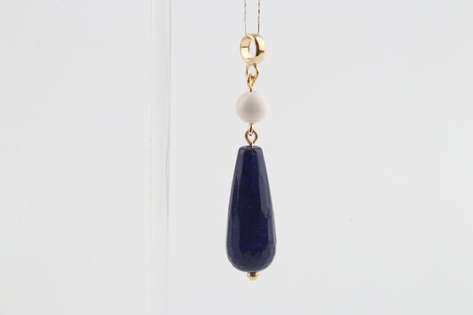 Mammoth Ivory & Blue Agate Drop Pendant