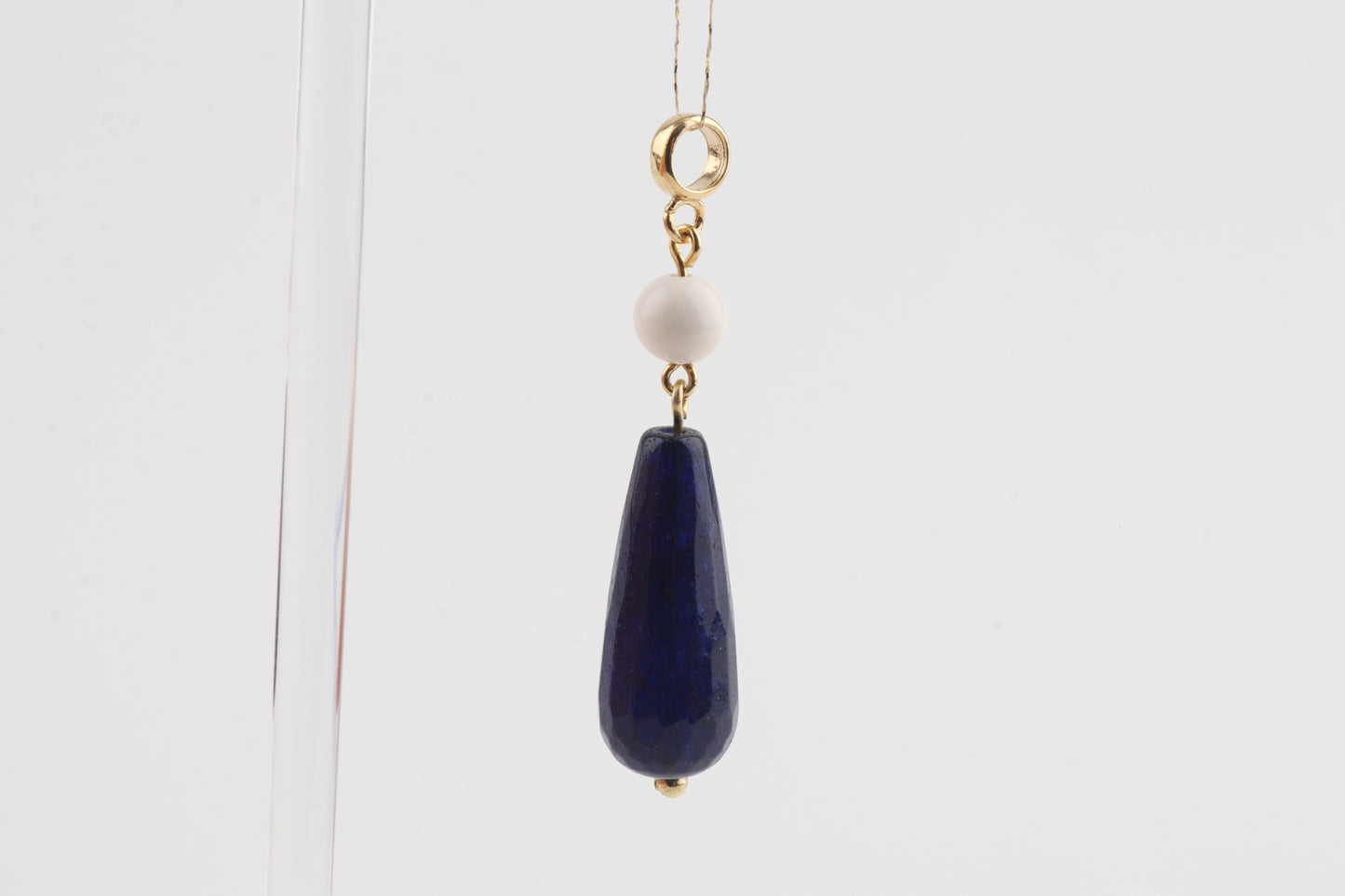 Mammoth Ivory & Blue Agate Drop Pendant