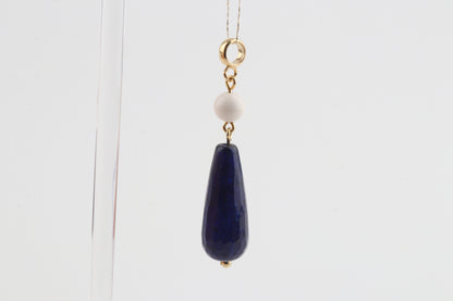 Mammoth Ivory & Blue Agate Drop Pendant