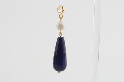 Mammoth Ivory & Blue Agate Drop Pendant