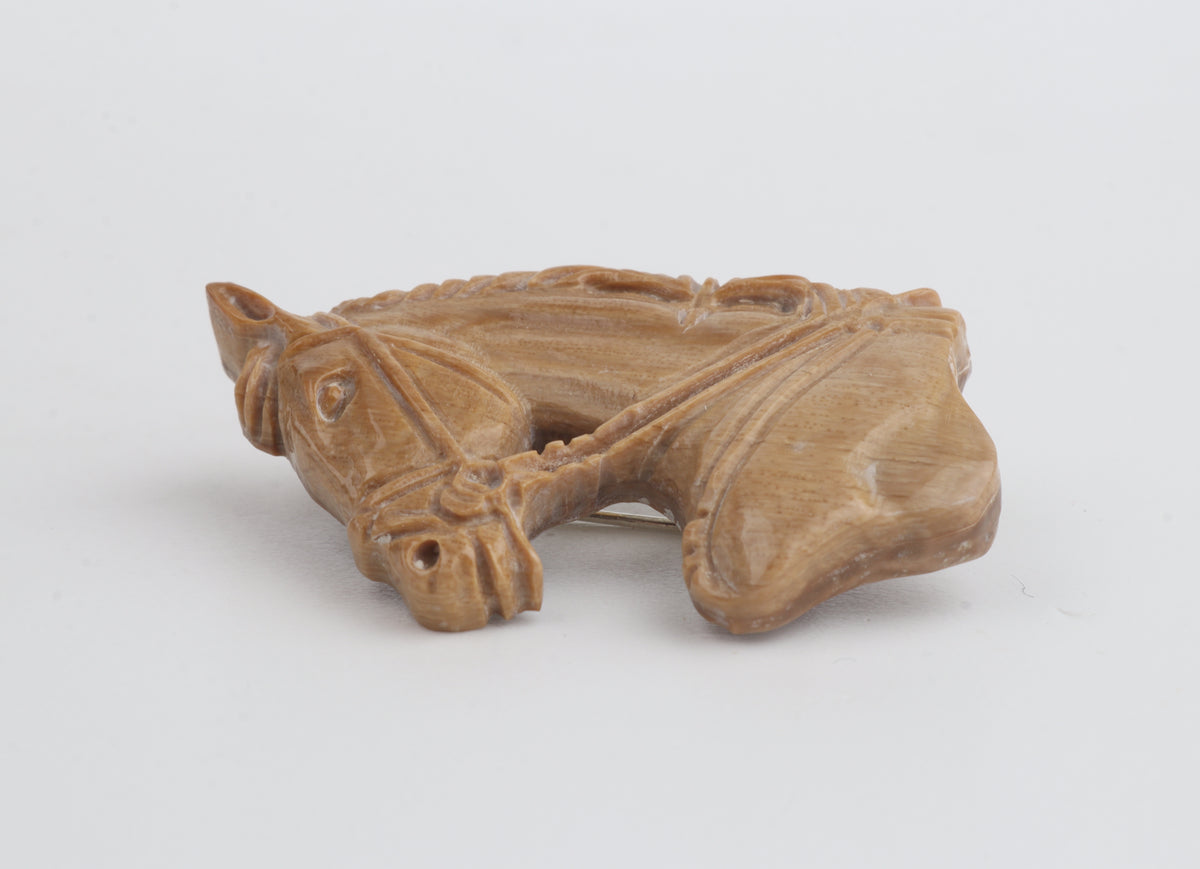 Mammoth Ivory Horse Head Brooch