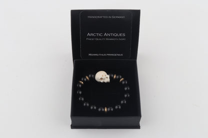 Mammoth Ivory Skull & Black Obsidian Bracelet