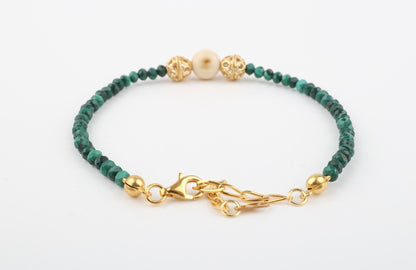 Faceted Malachite & Mammoth Ivory Bracelet