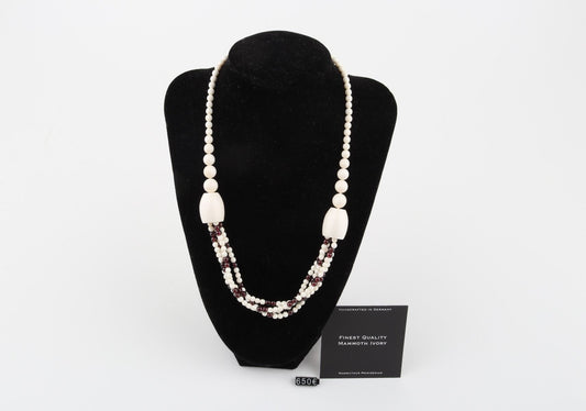Mammoth Ivory & Garnets Statement Necklace