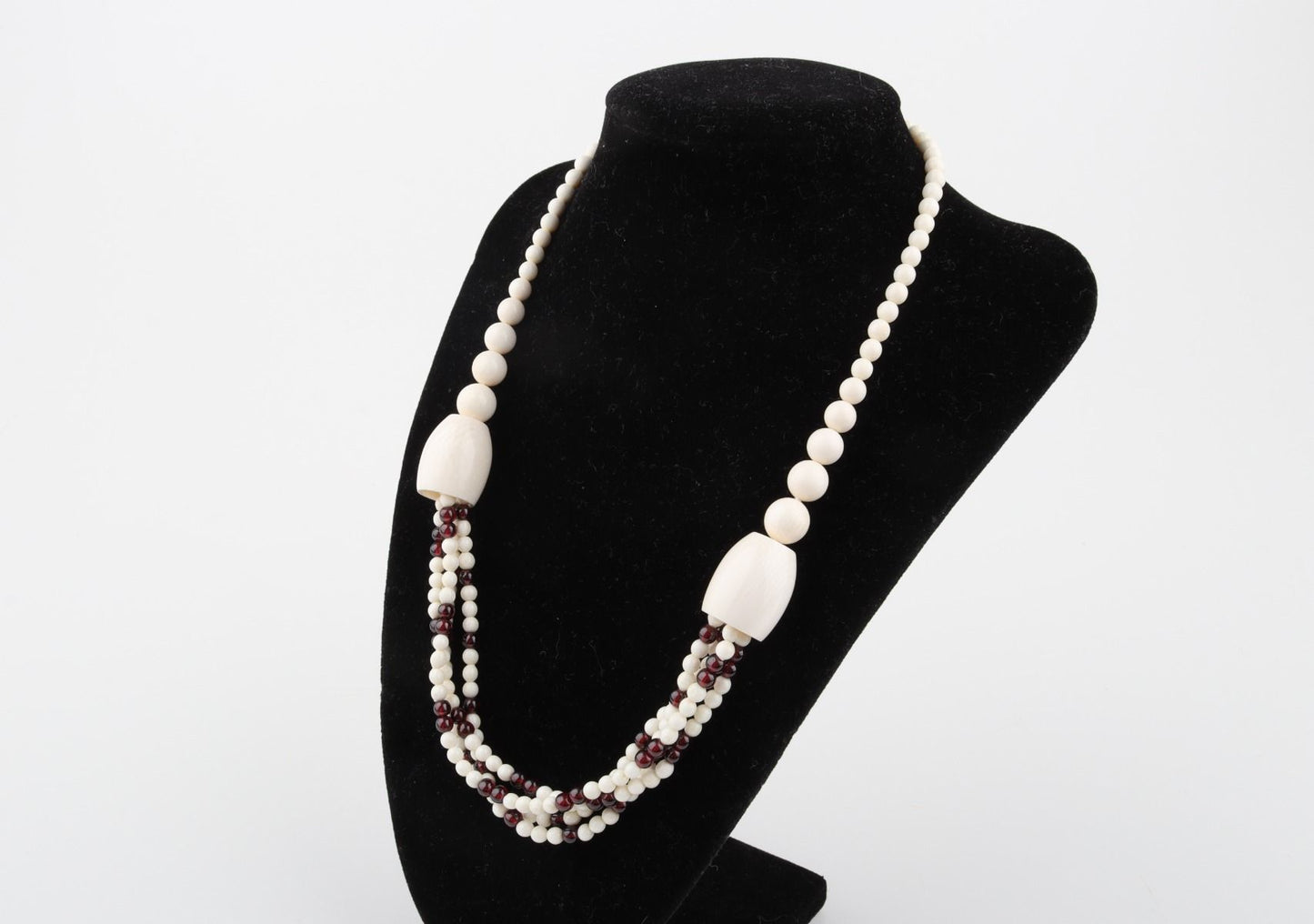 Mammoth Ivory & Garnets Statement Necklace