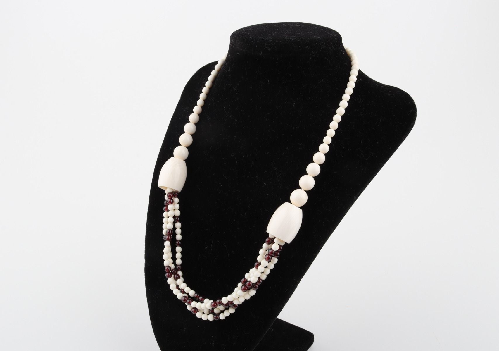 Mammoth Ivory & Garnets Statement Necklace