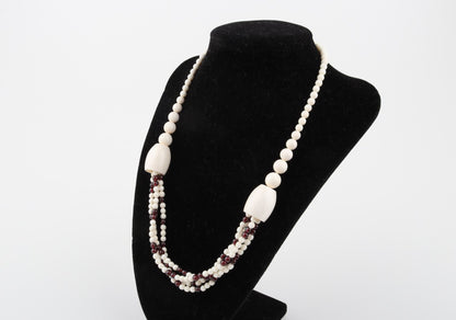Mammoth Ivory & Garnets Statement Necklace