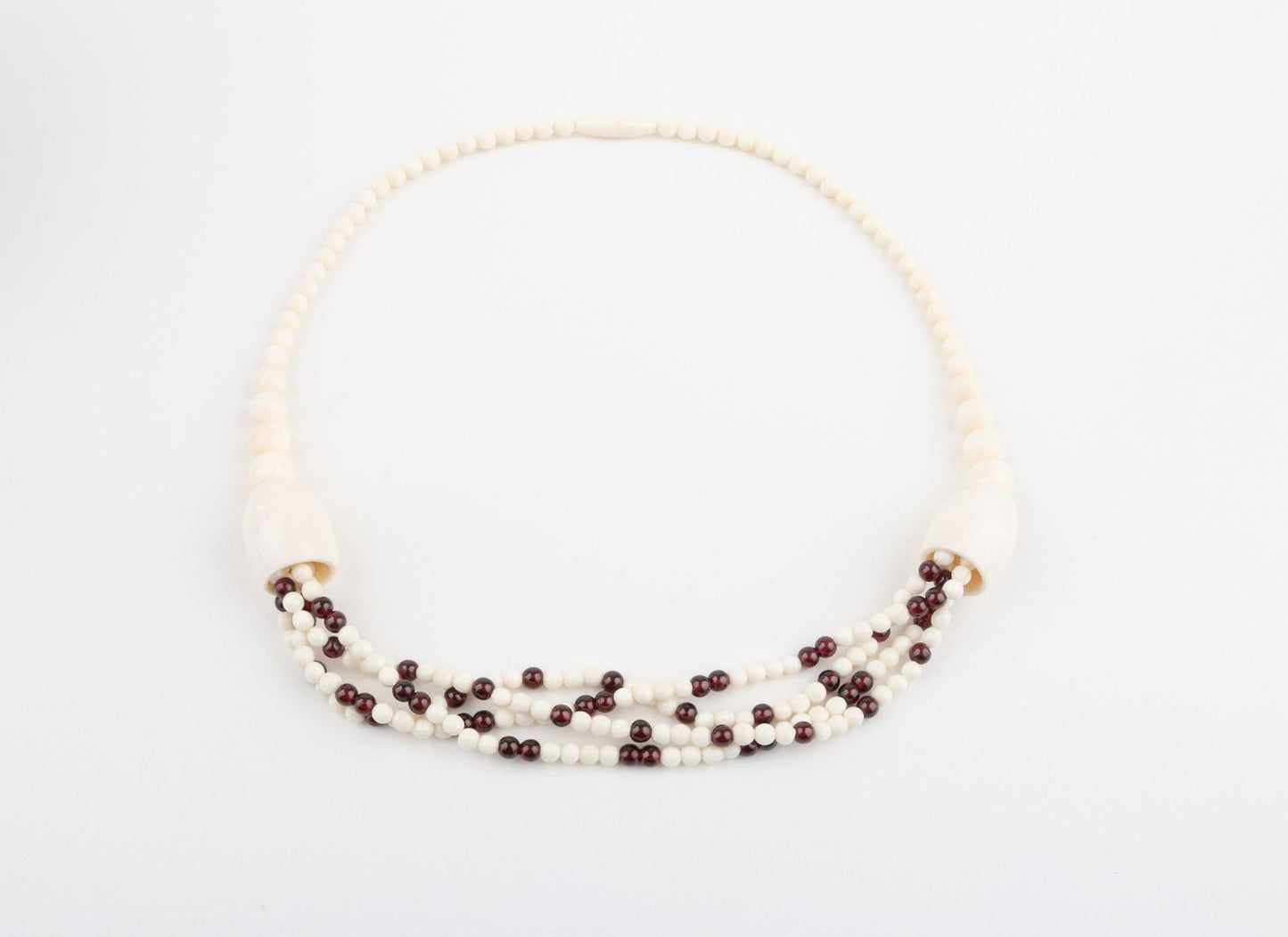 Mammoth Ivory & Garnets Statement Necklace