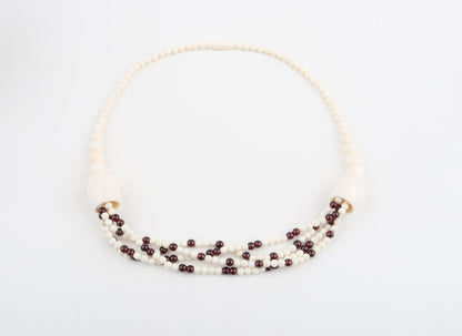 Mammoth Ivory & Garnets Statement Necklace