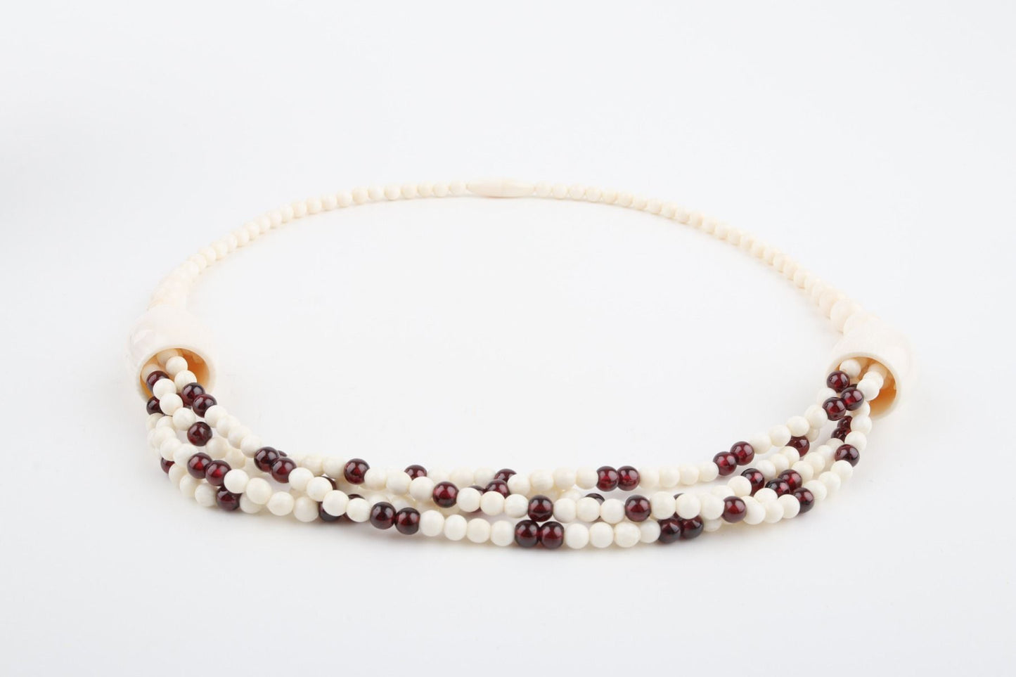 Mammoth Ivory & Garnets Statement Necklace