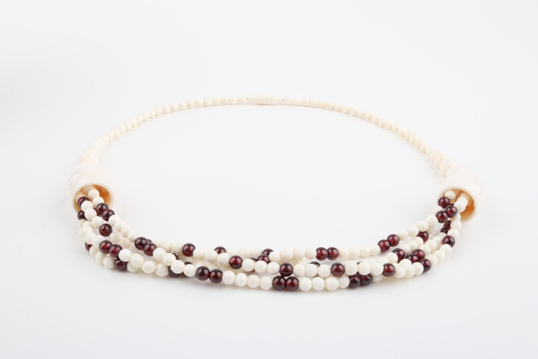 Mammoth Ivory & Garnets Statement Necklace