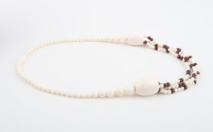 Mammoth Ivory & Garnets Statement Necklace