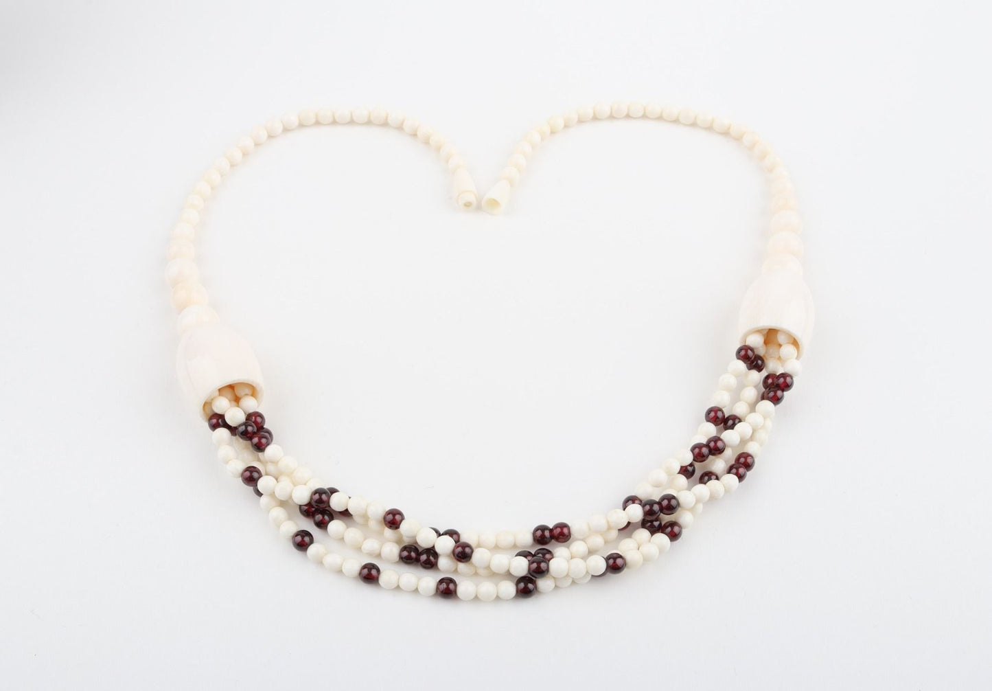 Mammoth Ivory & Garnets Statement Necklace