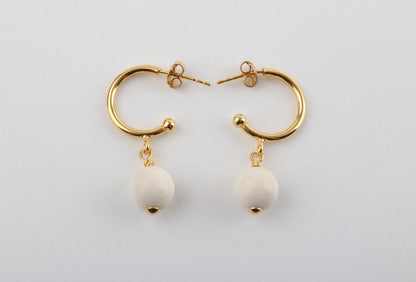 Drop Mammoth Ivory Earrings with Hoops