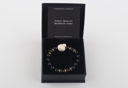 Mammoth Ivory Skull & Black Obsidian Bracelet