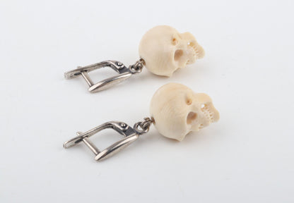 Mini Mammoth Ivory Skulls Earrings