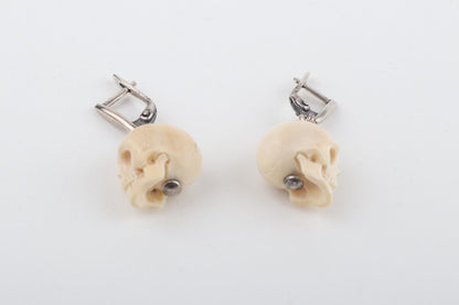 Mini Mammoth Ivory Skulls Earrings