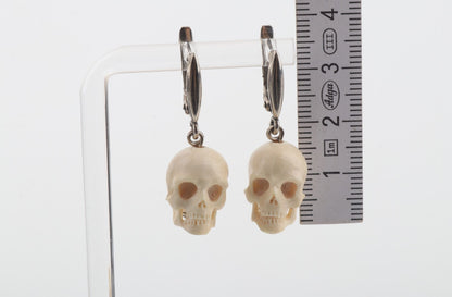 Mini Mammoth Ivory Skulls Earrings