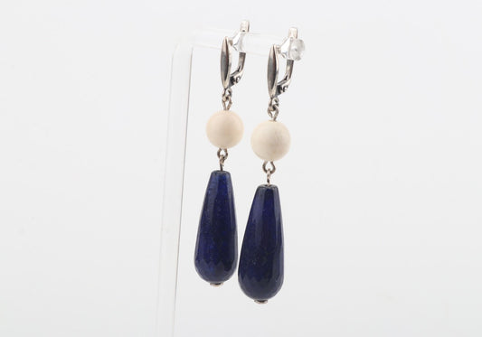 Mammoth Ivory & Blue Agate Drop Earrings