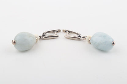 Mammoth Ivory & Aquamarine Drop Earrings