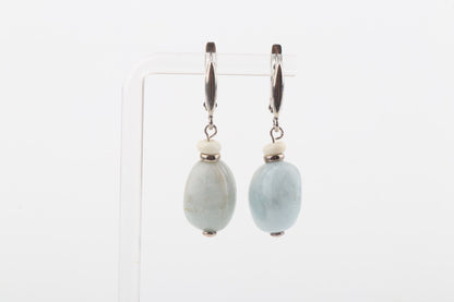 Mammoth Ivory & Aquamarine Drop Earrings