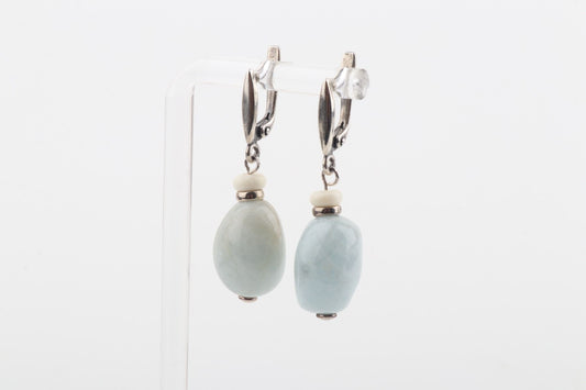 Mammoth Ivory & Aquamarine Drop Earrings