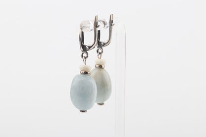 Mammoth Ivory & Aquamarine Drop Earrings