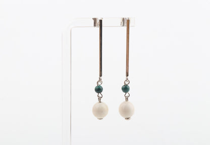 Mammoth Ivory & Malachite Cubic Rod Studs