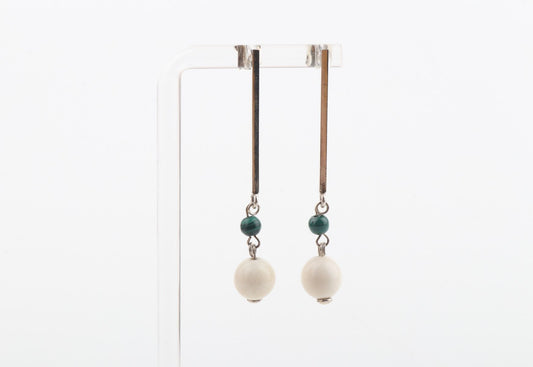 Mammoth Ivory & Malachite Cubic Rod Studs