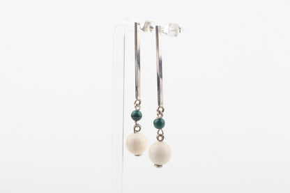 Mammoth Ivory & Malachite Cubic Rod Studs