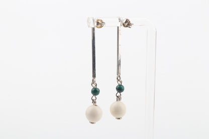 Mammoth Ivory & Malachite Cubic Rod Studs