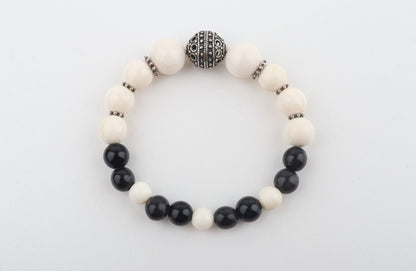 The Tibet Black Mammoth Ivory & Black Onyx bracelet