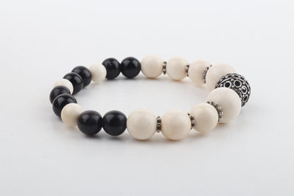 The Tibet Black Mammoth Ivory & Black Onyx bracelet