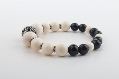 The Tibet Black Mammoth Ivory & Black Onyx bracelet