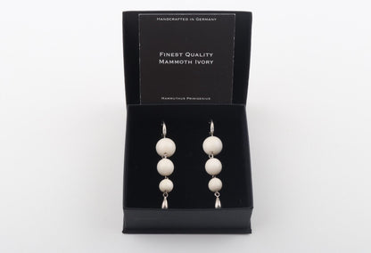 Three Ball Drop Mammoth Ivory Earrings