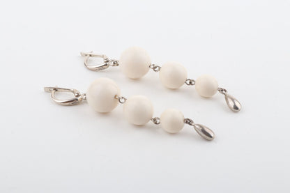 Three Ball Drop Mammoth Ivory Earrings