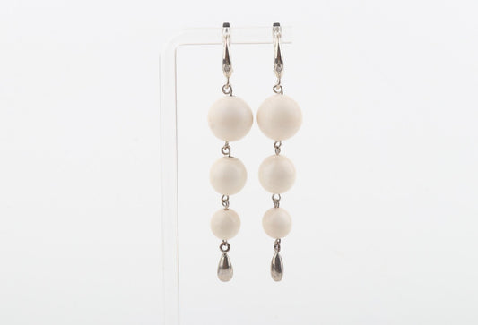 Three Ball Drop Mammoth Ivory Earrings