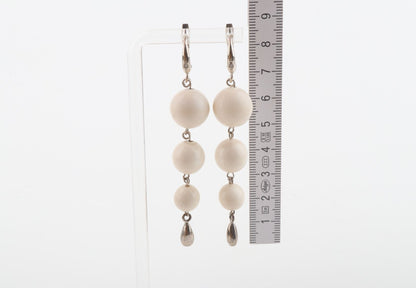 Three Ball Drop Mammoth Ivory Earrings