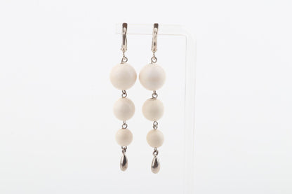 Three Ball Drop Mammoth Ivory Earrings