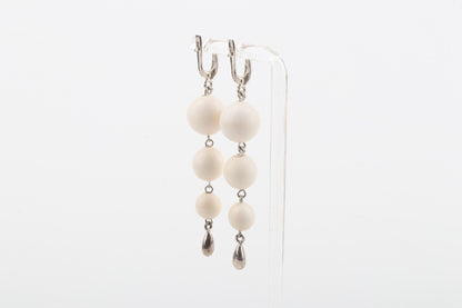Three Ball Drop Mammoth Ivory Earrings