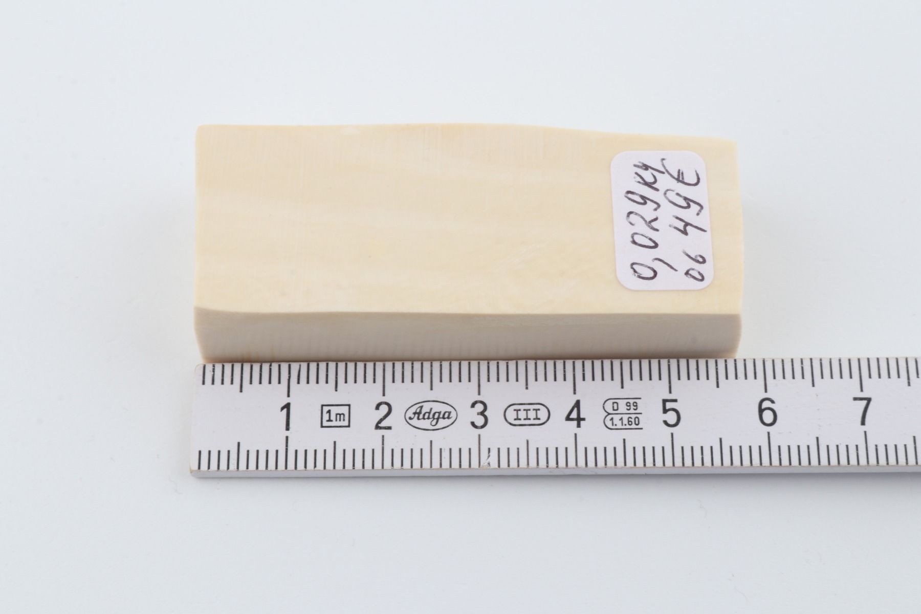 White mammoth ivory segment