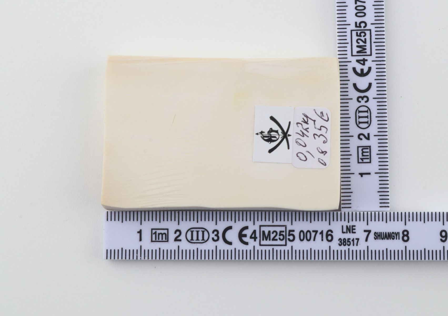 White mammoth ivory segment