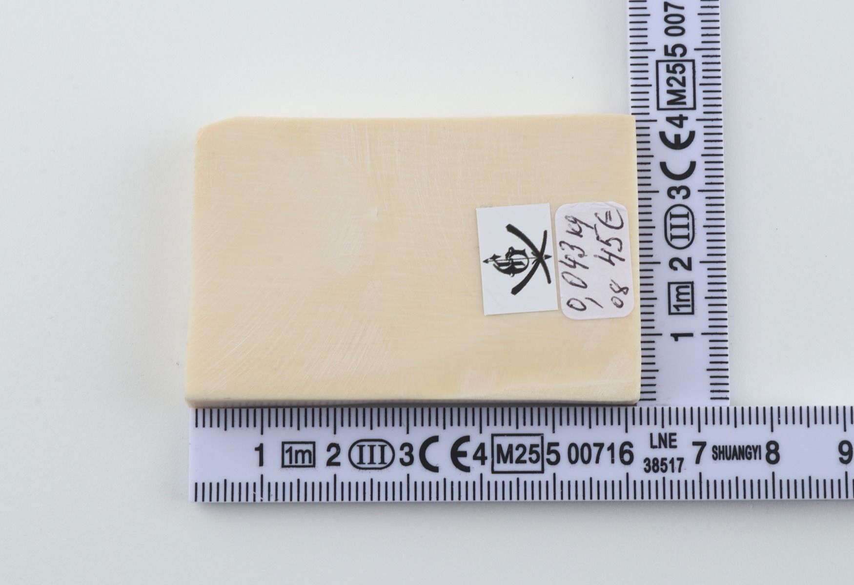 White mammoth ivory segment