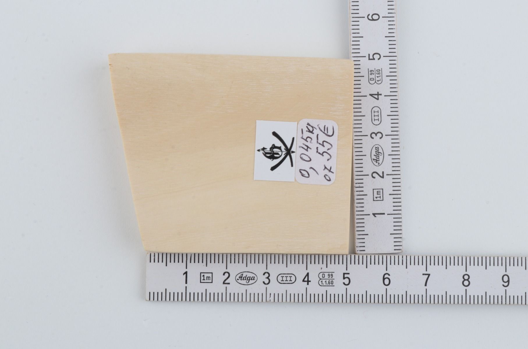 White mammoth ivory segment