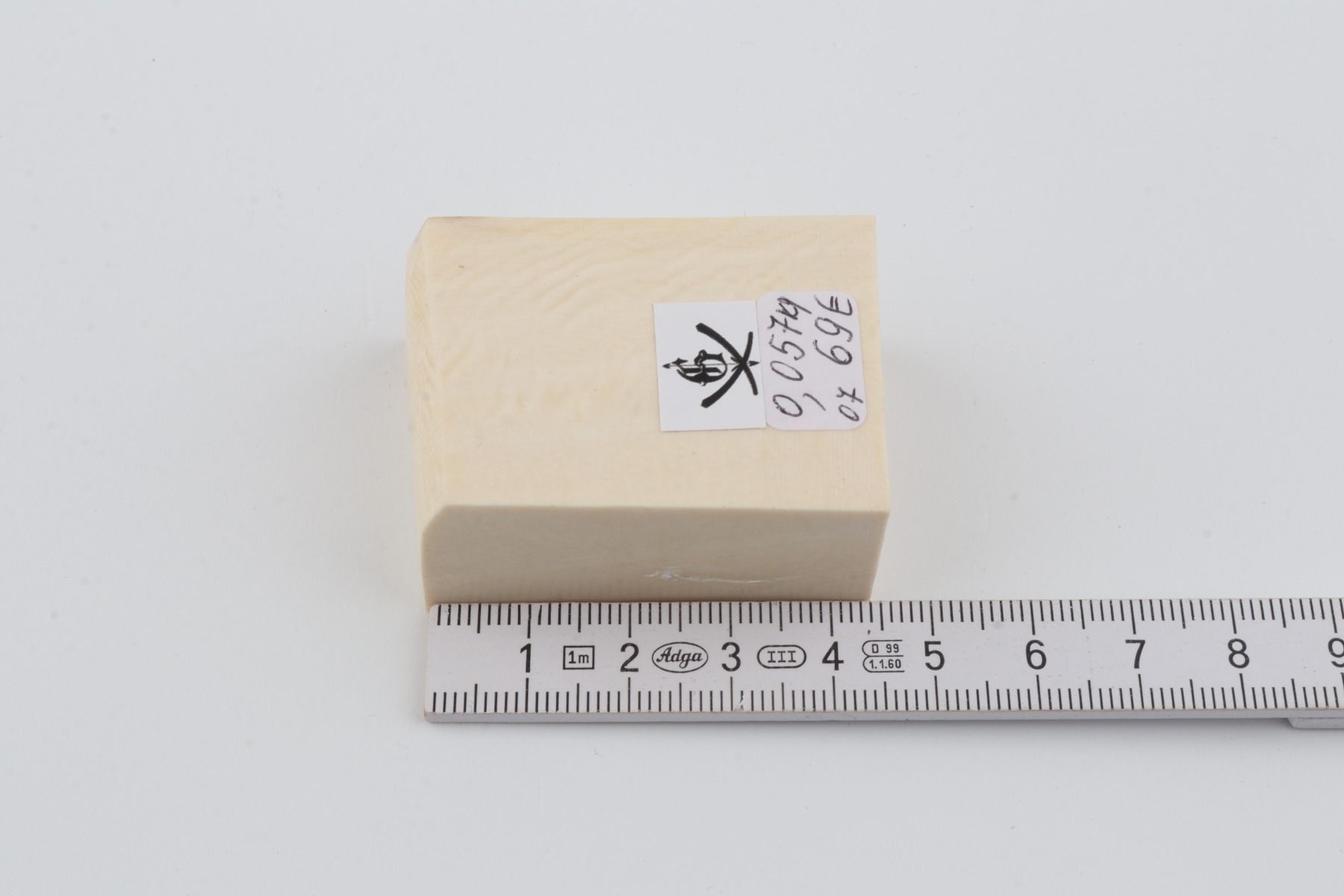 White mammoth ivory segment